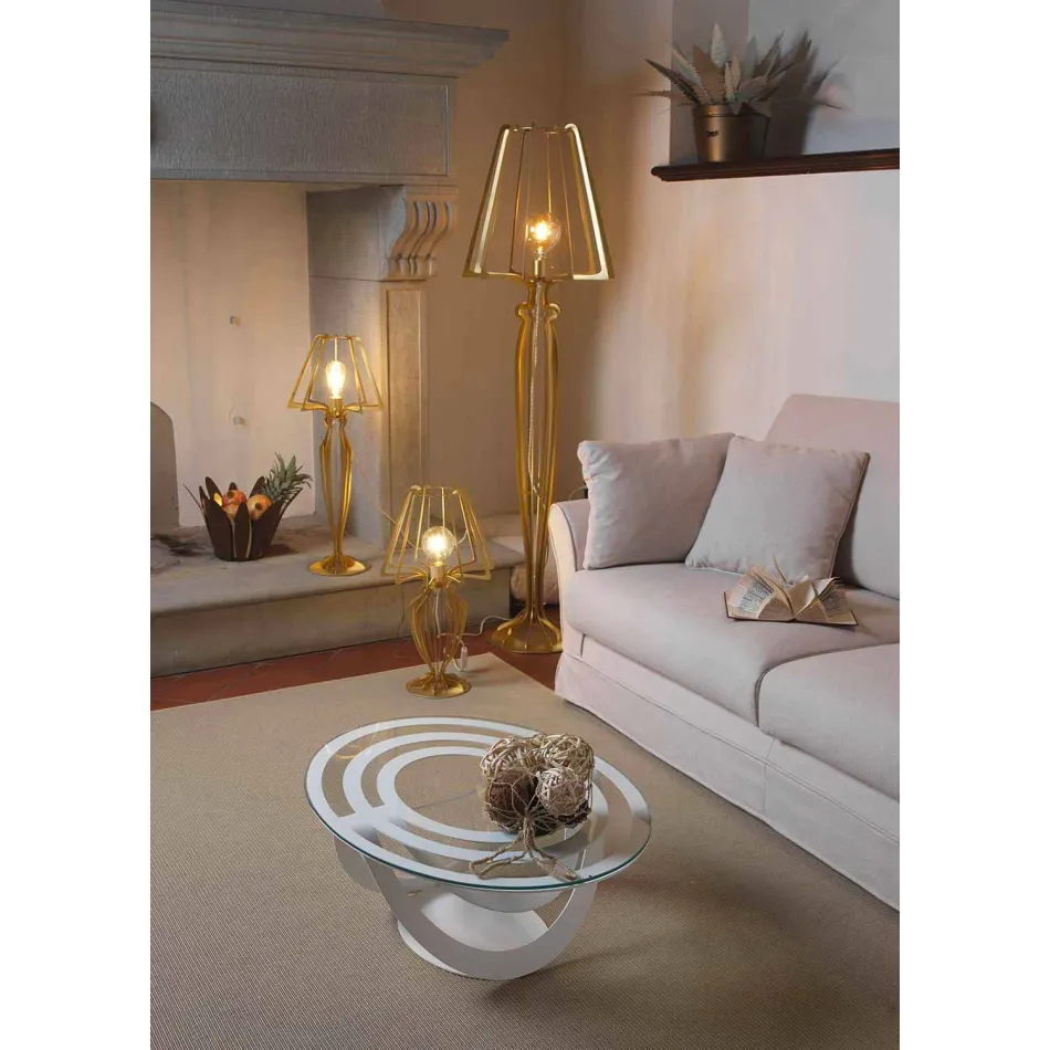Glass and White Iron or Slate Coffee Table Made in Italy - Olfeo Viadurini