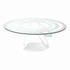 Coffee Table in Glass and White Iron or Slate Made in Italy - Olfeo Viadurini
