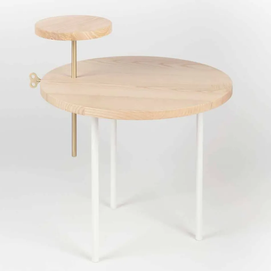 Modern Coffee Table with Round Ash Top Made in Italy - Velino Viadurini