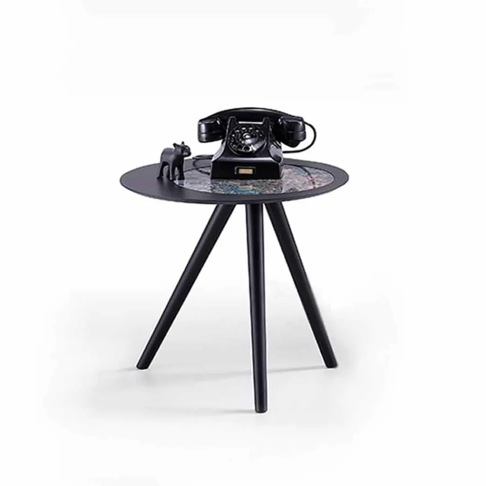 Modern Coffee Table with Round Top in Gres Made in Italy - Stuttgart Viadurini