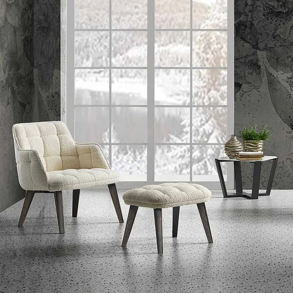 Modern Coffee Table in Gres and Beech Wood Made in Italy - Titanic Viadurini