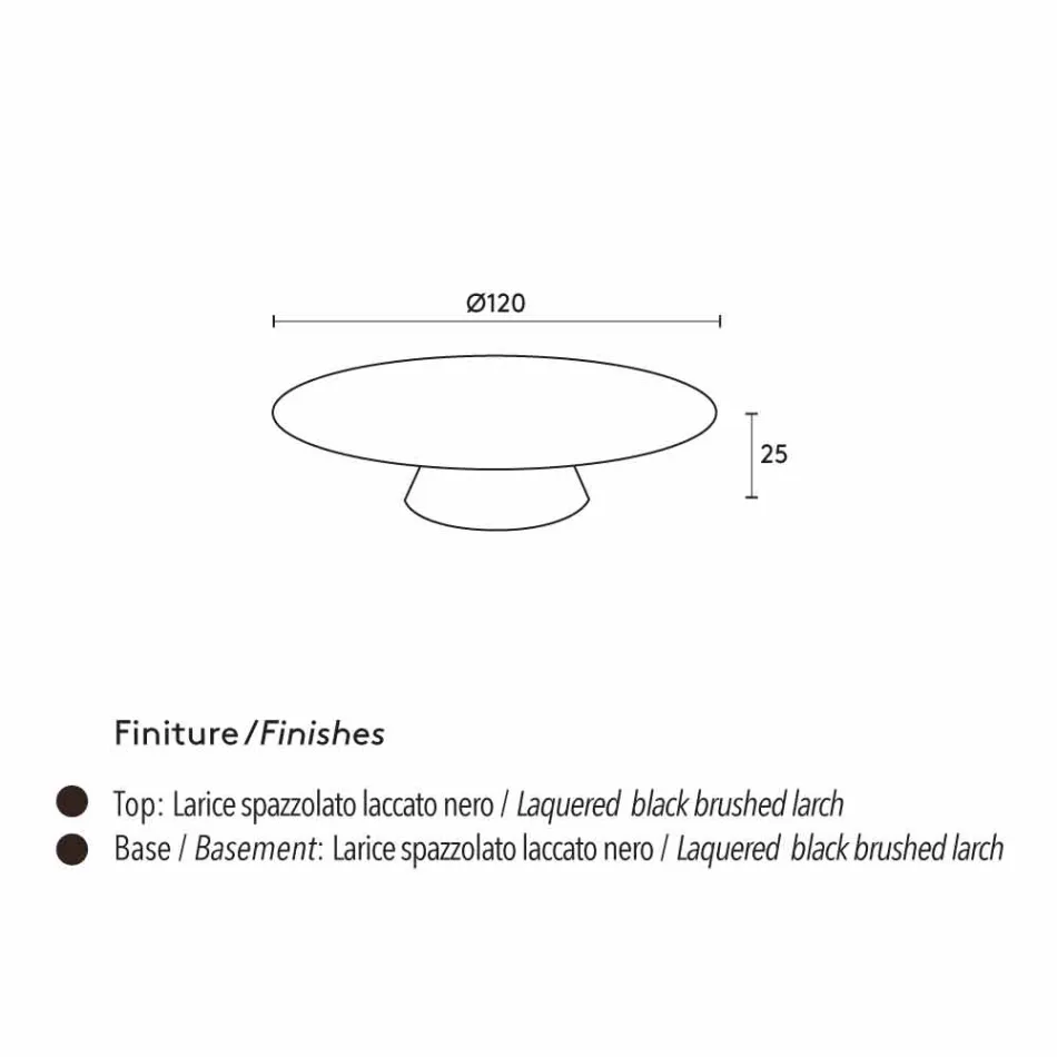 Contemporary lounge coffee table in black lacquered larch wood Lily Viadurini