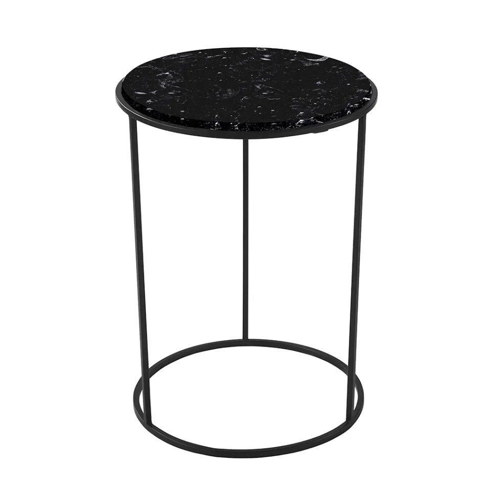 Modern Round Coffee Table in High Quality Metal and Marble - Raphael Viadurini