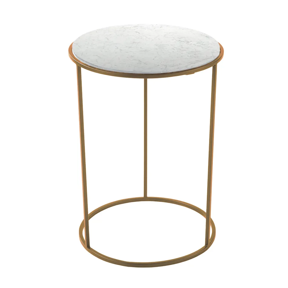 Modern Round Coffee Table in High Quality Metal and Marble - Raphael Viadurini