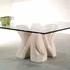 Petri glass and crystal coffee table, modern design Kos Viadurini