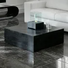 Square Coffee Table in Black Fossil Stone - Florida Viadurini