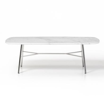 Rectangular Coffee Table with Marble Top Made in Italy - Makino Viadurini