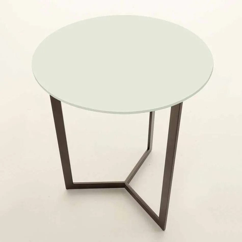 Round Coffee Table with Crystal Top Made in Italy - Indio Viadurini
