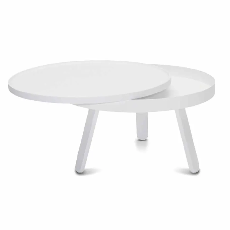 Round Design Coffee Table in Solid Wood and Metal - Salerno Viadurini