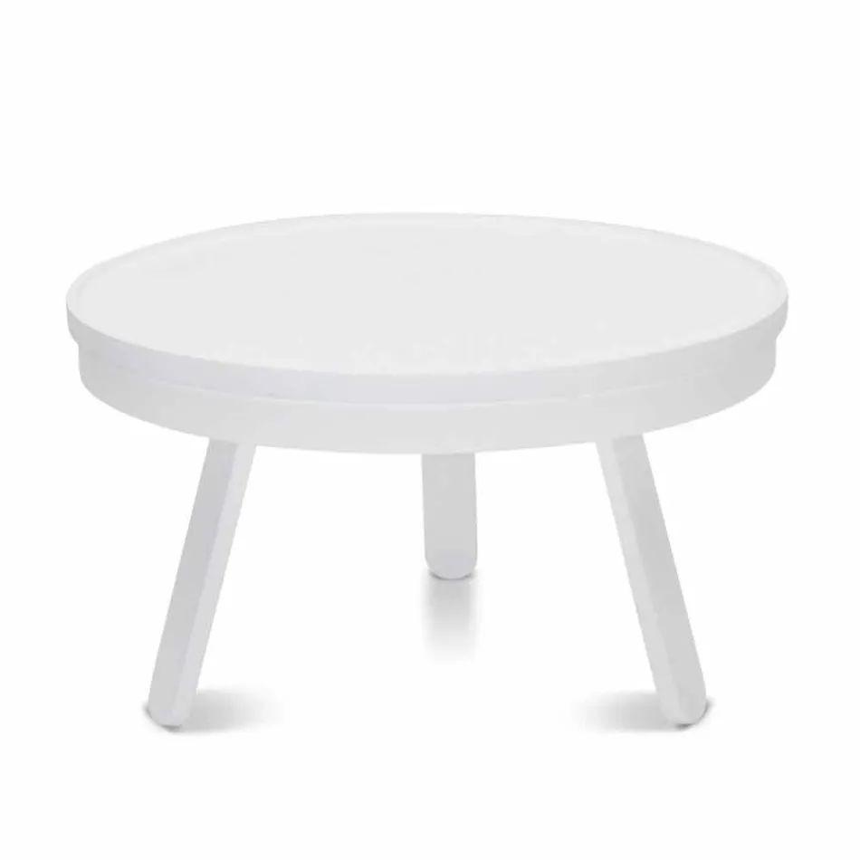 Round Design Coffee Table in Solid Wood and Metal - Salerno Viadurini