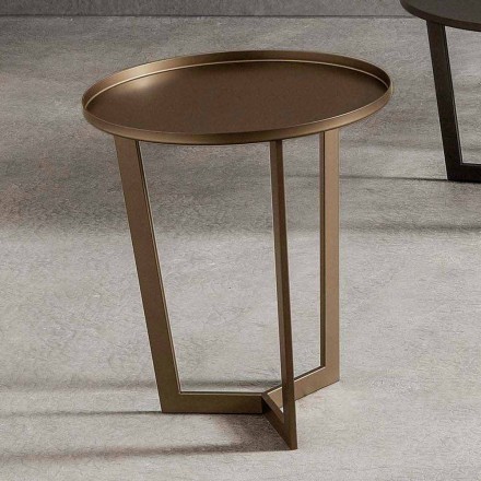 Luxury Round Coffee Table in Painted Metal Made in Italy - Mina Viadurini