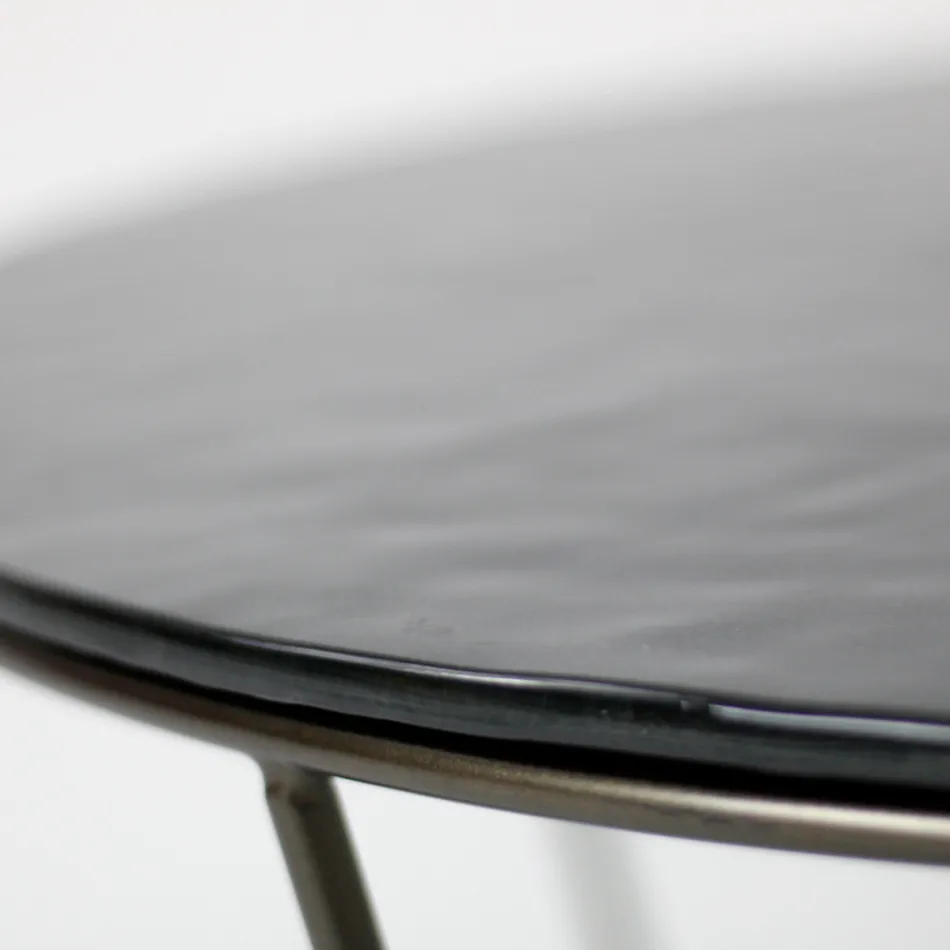 Round Coffee Table Made in Glass and Steel Made in Italy - Paini Viadurini