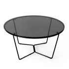 Round Coffee Table Made in Glass and Steel Made in Italy - Paini Viadurini
