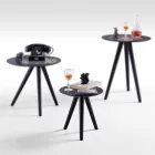 Round Coffee Table in Black Grey Lacquered Wood Made in Italy - Stuttgart Viadurini