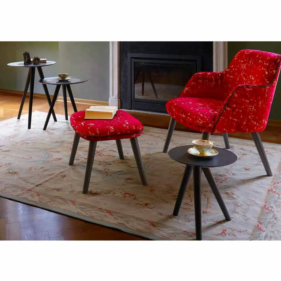 Round Coffee Table in Black Grey Lacquered Wood Made in Italy - Stuttgart Viadurini