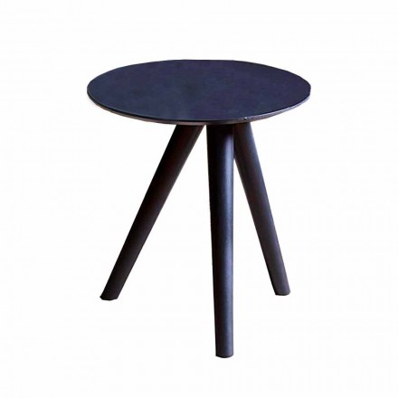Round Coffee Table in Black Grey Lacquered Wood Made in Italy - Stuttgart Viadurini