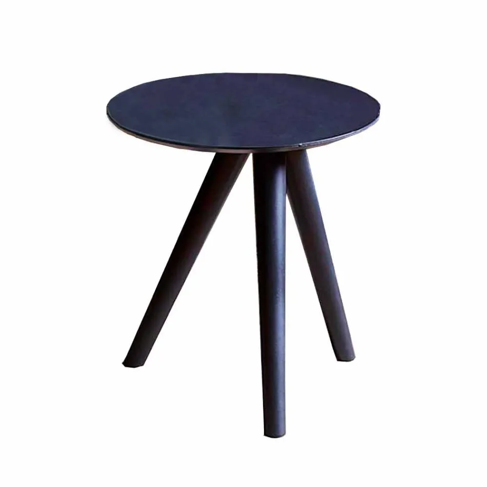 Round Coffee Table in Black Grey Lacquered Wood Made in Italy - Stuttgart Viadurini