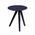 Round Coffee Table in Black Grey Lacquered Wood Made in Italy - Stuttgart