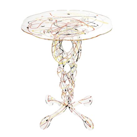 Round Transparent Plexiglass Coffee Table and Colored Top - Phosphorus Viadurini