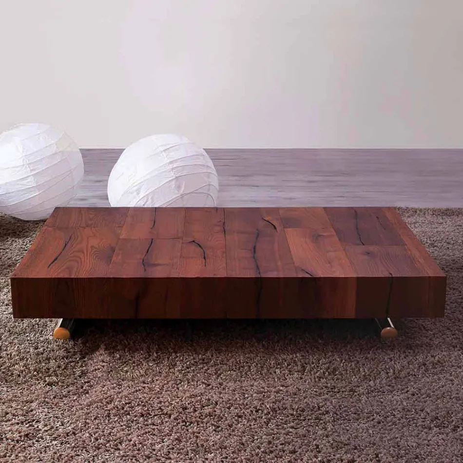 Transformable Coffee Table in Wood and Metal Made in Italy - Patroclus Viadurini