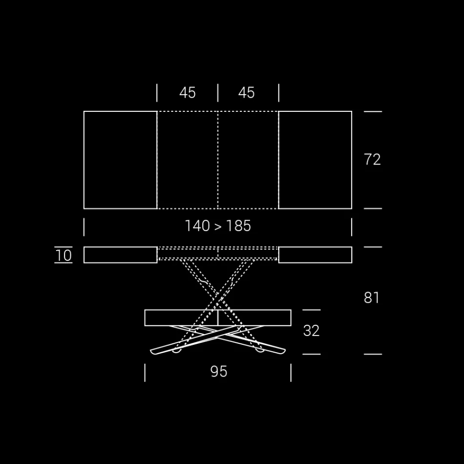 Transformable Coffee Table in Wood and Metal, Made in Italy - Sanrocco Viadurini