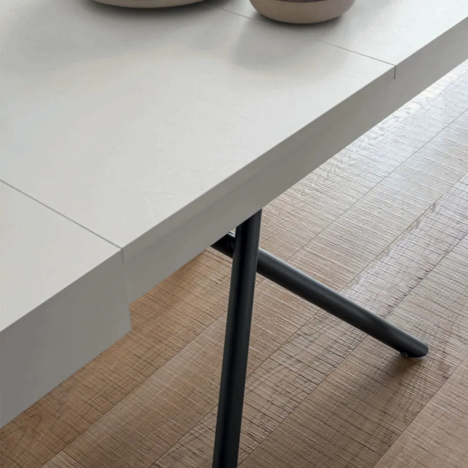 Transformable Coffee Table in Wood and Metal, Made in Italy - Sanrocco Viadurini