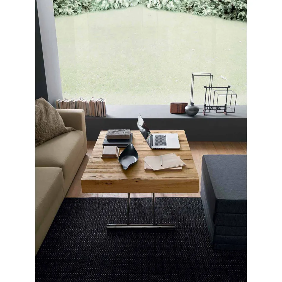 Transformable Coffee Table in Solid Wood Made in Italy - Trabucco Viadurini