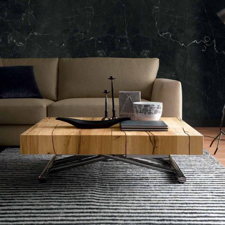 Transformable Coffee Table in Solid Wood Made in Italy - Trabucco Viadurini
