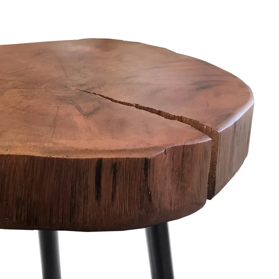 Lounge coffee table with metal legs and solid wood top - Sardinia Viadurini