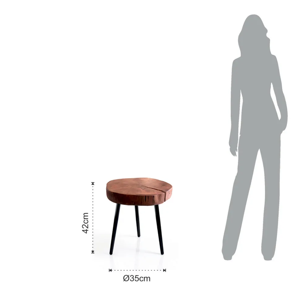 Lounge coffee table with metal legs and solid wood top - Sardinia Viadurini