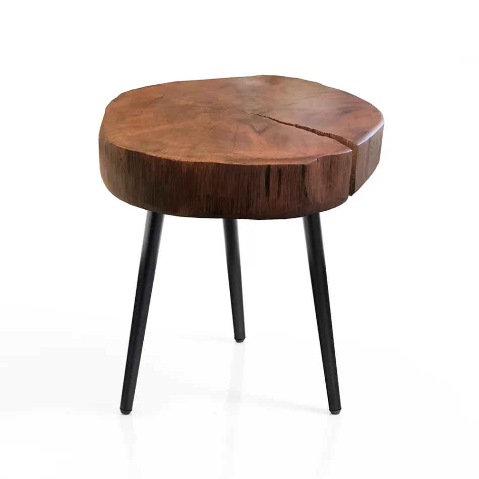 Lounge coffee table with metal legs and solid wood top - Sardinia Viadurini