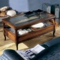 Lounge coffee table with glass top and 2 drawers Made in Italy - Xipe