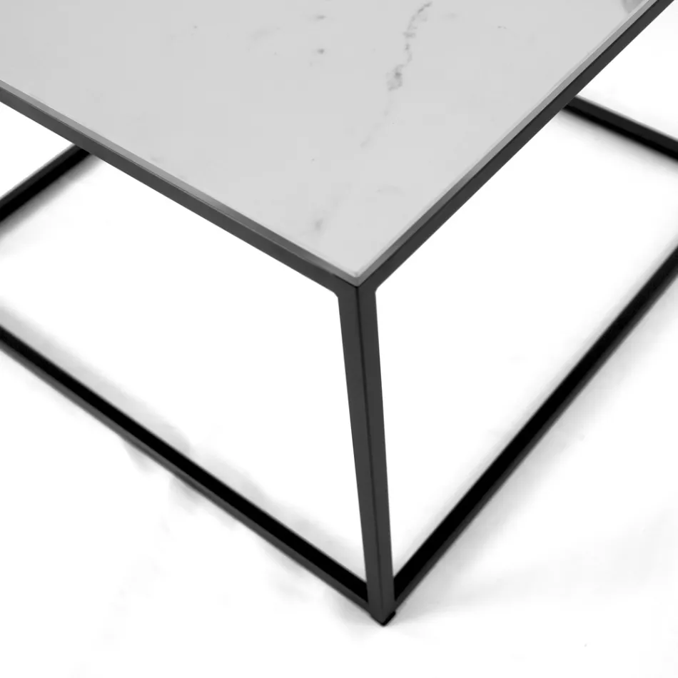 Stoneware and Steel Coffee Table Made in Italy - Birba Viadurini
