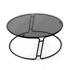 Coffee Table with Glass Top and Round Base Made in Italy - Tullia Viadurini