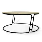Coffee Table with Glass Top and Round Base Made in Italy - Tullia Viadurini