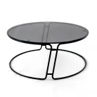 Coffee Table with Glass Top and Round Base Made in Italy - Tullia Viadurini