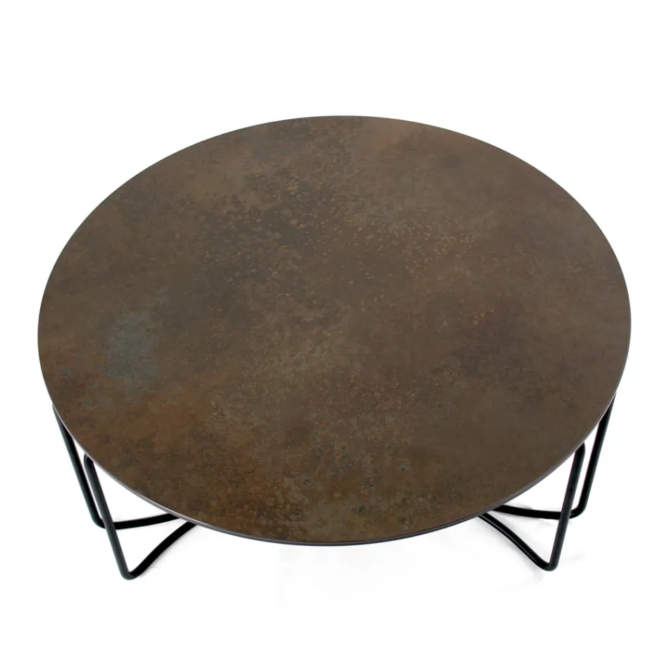 Round Coffee Table with 3 Crescent Base Made in Italy - Arepa Viadurini