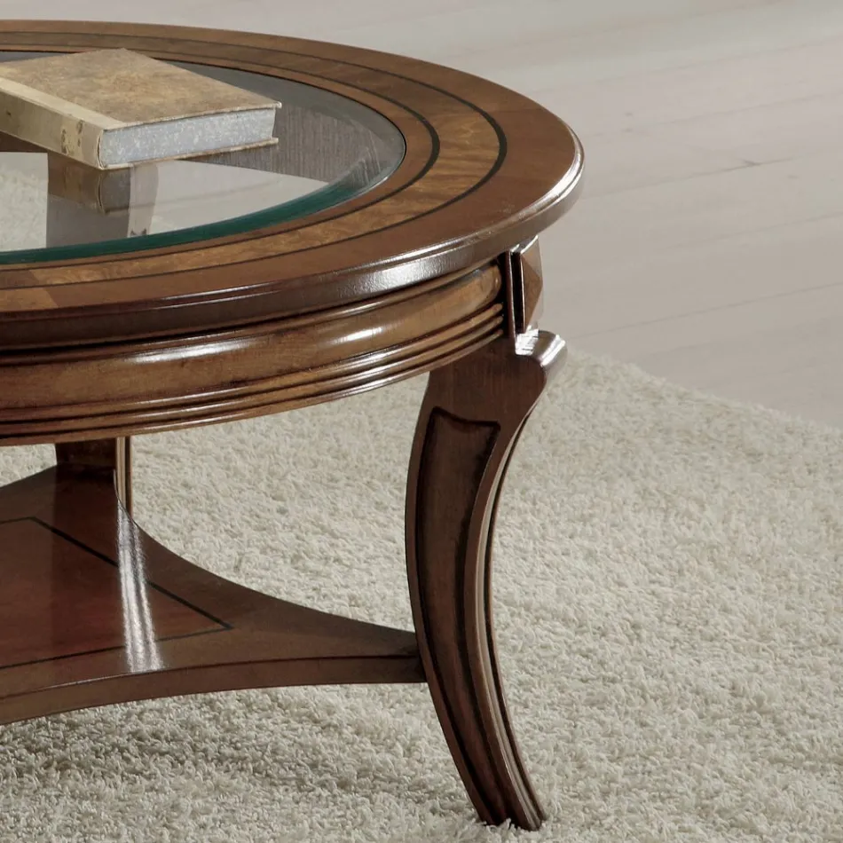 Round Lounge Coffee Table with Glass Top Made in Italy - Onatha Viadurini