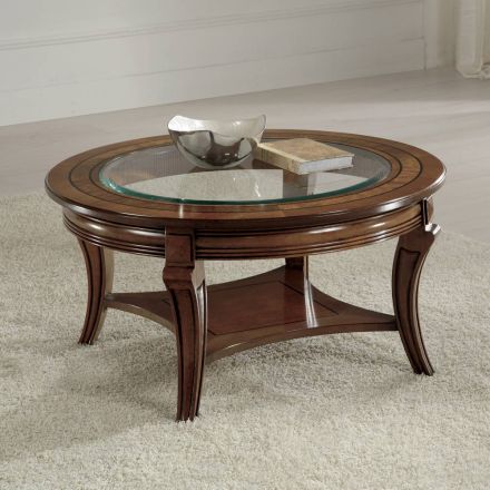 Round Lounge Coffee Table with Glass Top Made in Italy - Onatha Viadurini