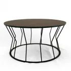 Round Coffee Table in Steel and Stoneware Made in Italy - Alisea Viadurini
