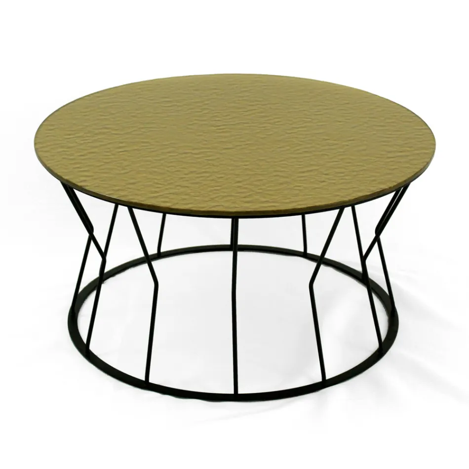 Round Coffee Table in Steel and Glass Made in Italy - Alisea Viadurini