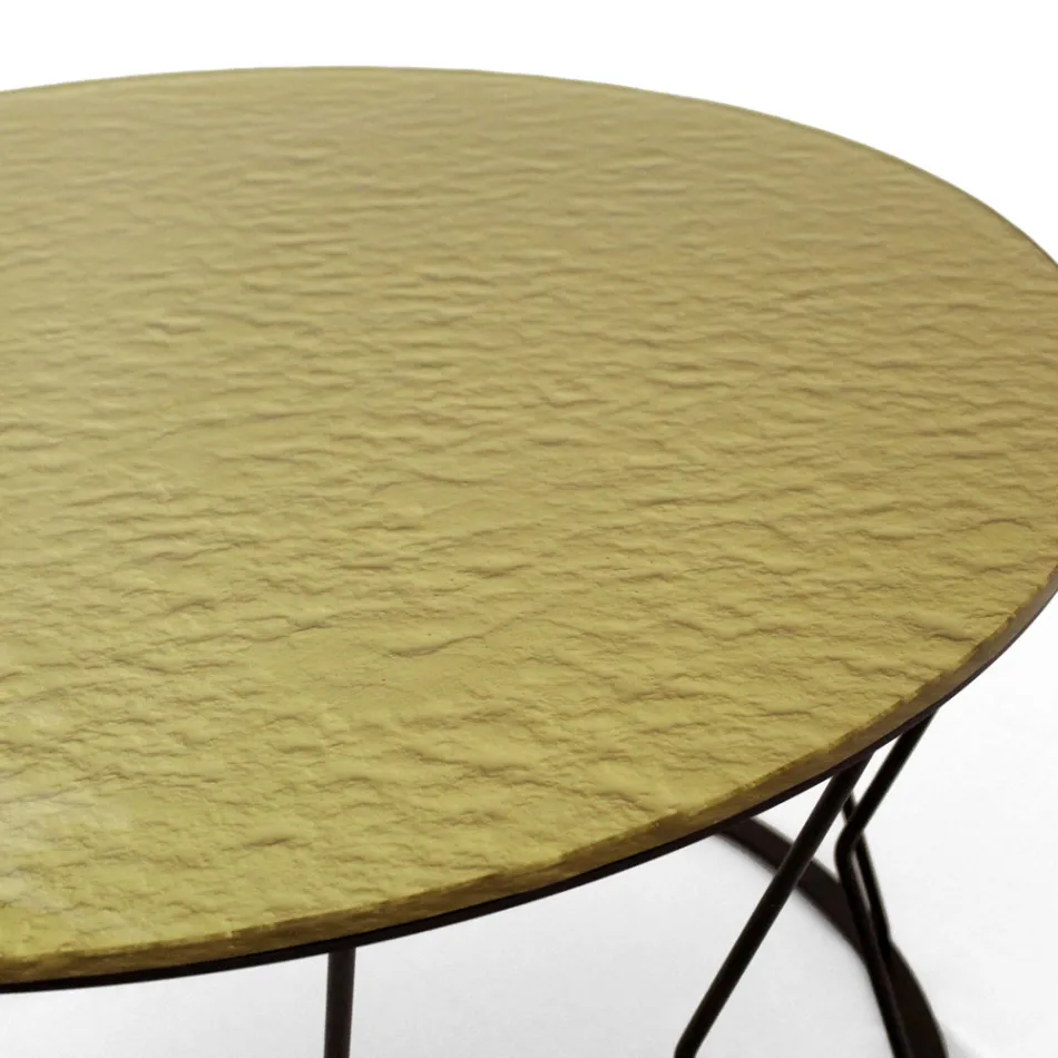 Round Coffee Table in Steel and Glass Made in Italy - Alisea Viadurini