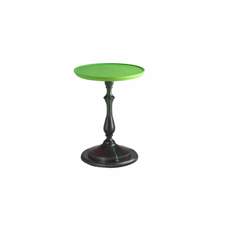Design coffee table for lounge with green lacquered top, diameter 50cm, Nik Viadurini