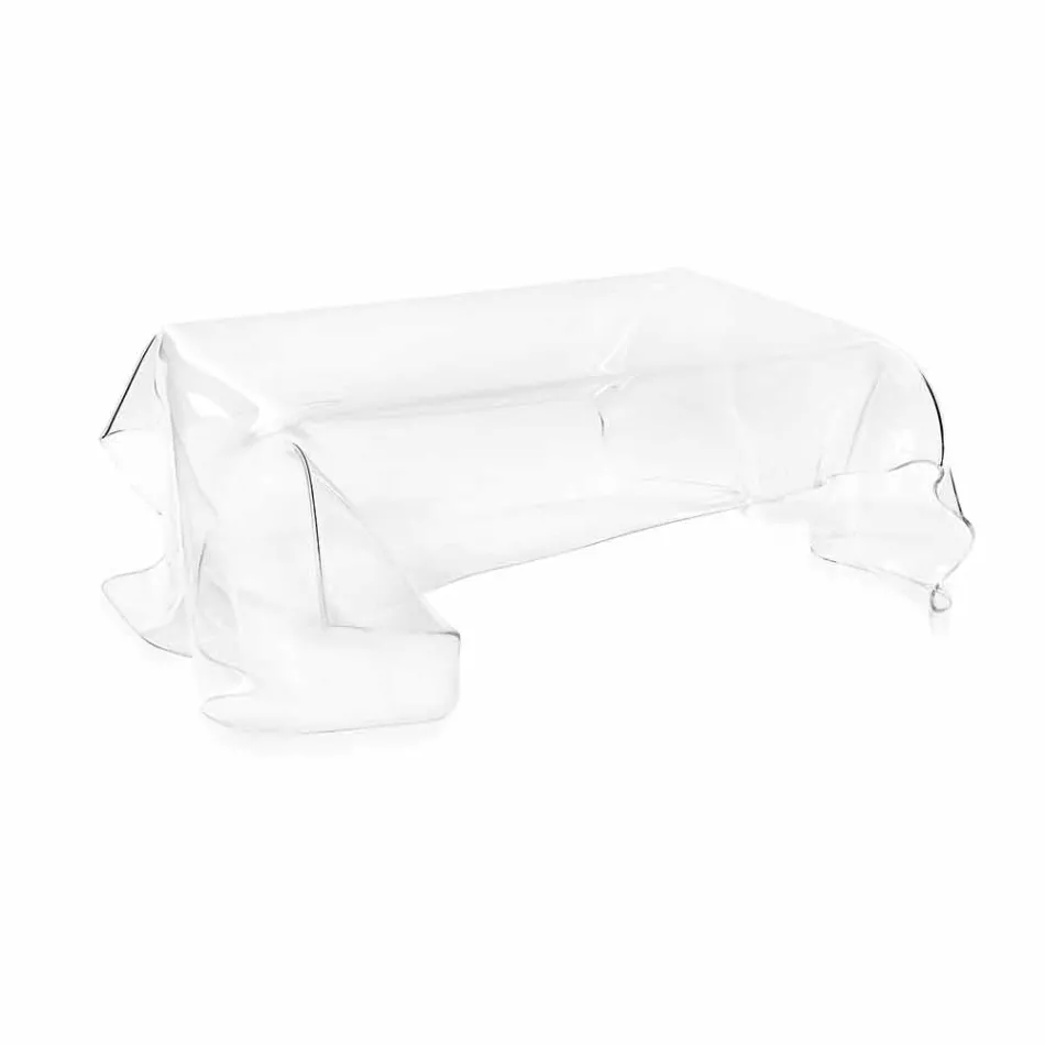Contemporary transparent design plexiglass coffee table draped in Asia Viadurini