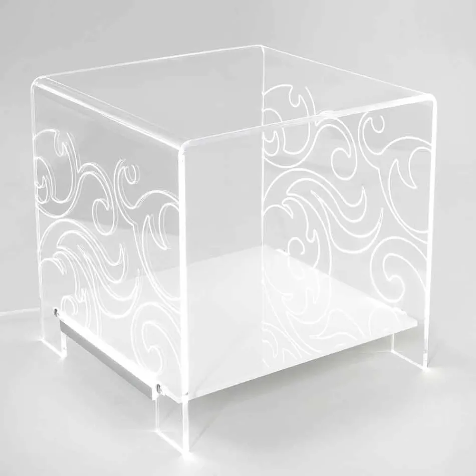 Design plexiglass coffee table with led light made in Italy, Chiusi Viadurini