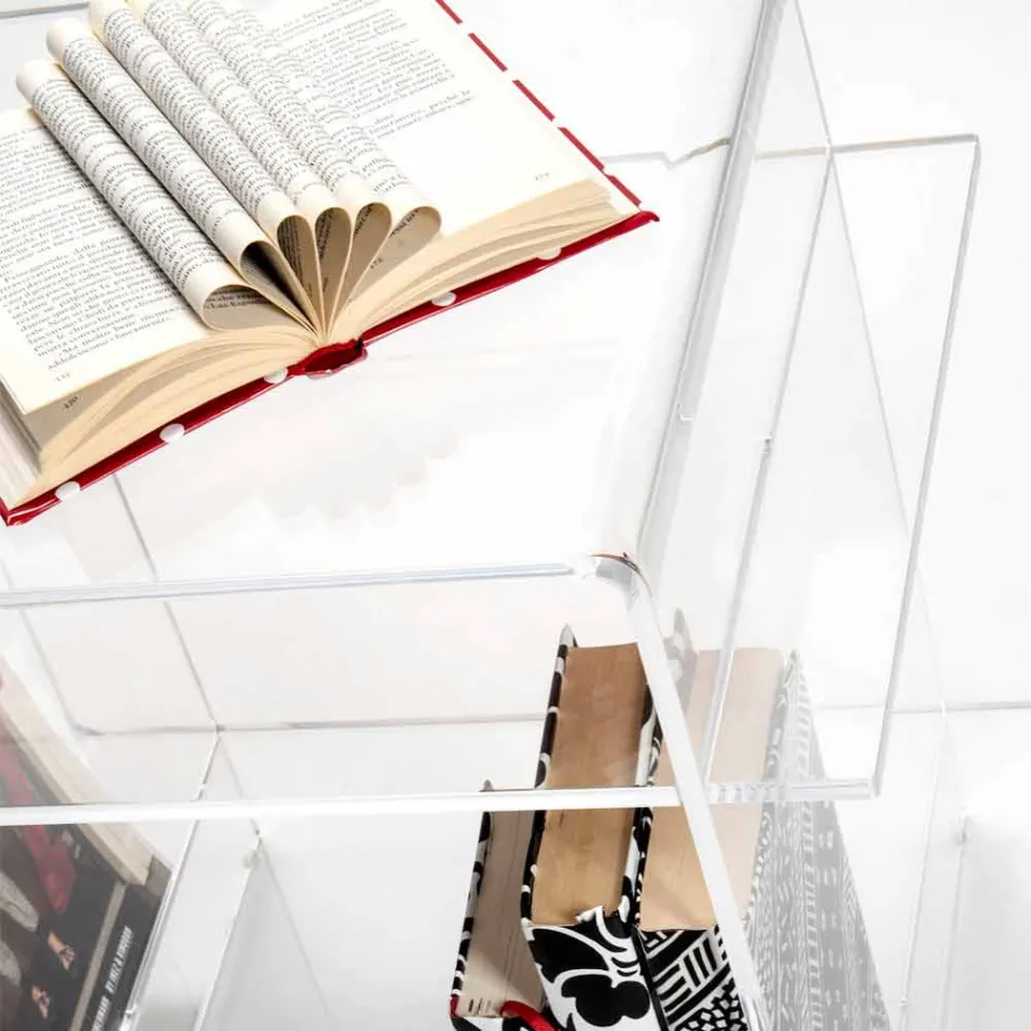 Design plexiglass coffee table with three shelves made in Italy, Gosto Viadurini