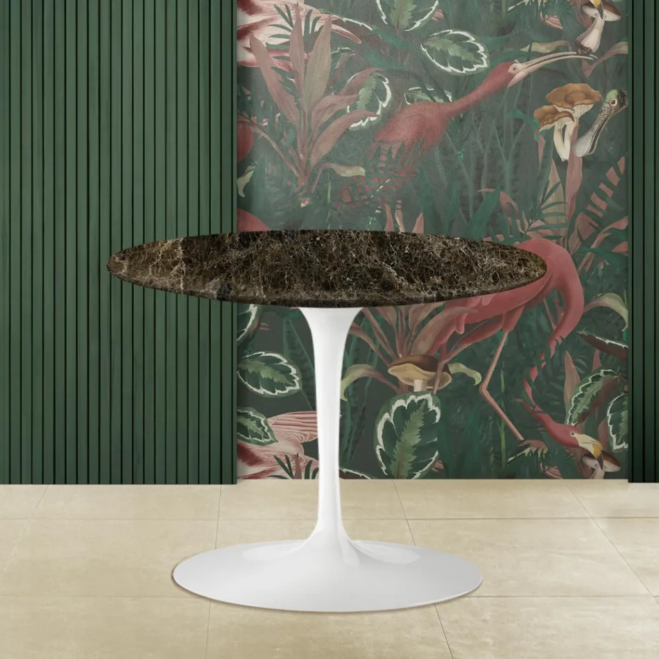 Eero Saarinen Coffee Table H 41 with Emperador Dark Marble Top Made in Italy Viadurini