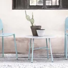 Round Outdoor Coffee Table in HPL with Metal Base Made in Italy - Makino Viadurini