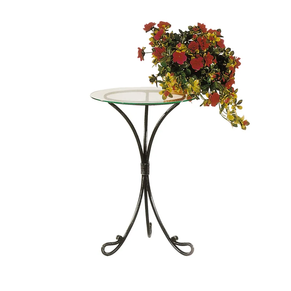 Coffee table in tubular iron and glass top Made in Italy - Penna Viadurini
