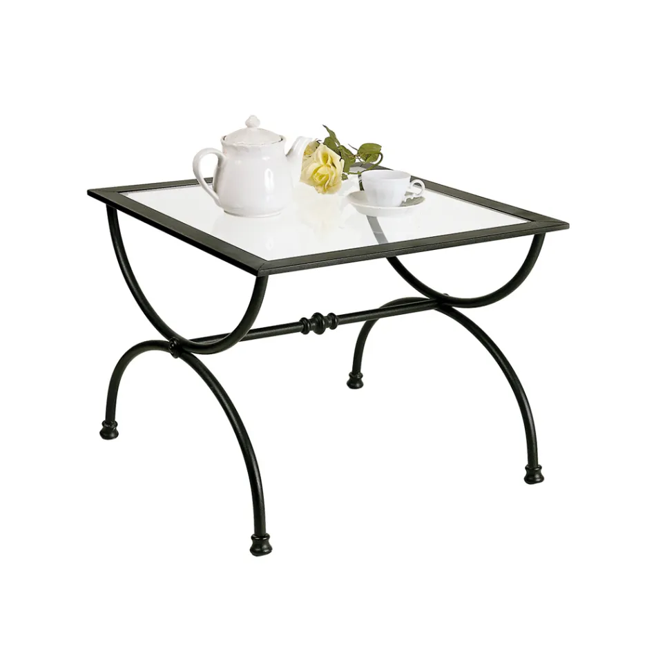 Coffee table in Graphite Black Tubular Iron Made in Italy - Riga Viadurini
